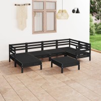 vidaXL 7 Piece Patio Lounge Set Solid Pinewood Black