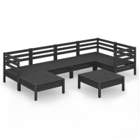 vidaXL 7 Piece Patio Lounge Set Solid Pinewood Black