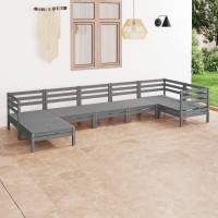 vidaXL 7 Piece Patio Lounge Set Solid Pinewood Gray