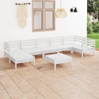 vidaXL 8 Piece Patio Lounge Set Solid Pinewood White