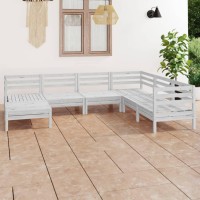 vidaXL 7 Piece Patio Lounge Set Solid Pinewood White