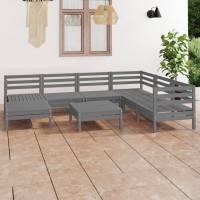 vidaXL 8 Piece Patio Lounge Set Solid Pinewood Gray