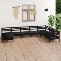 vidaXL 8 Piece Patio Lounge Set Solid Pinewood Black