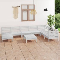 vidaXL 9 Piece Patio Lounge Set Solid Pinewood White