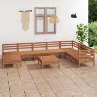 vidaXL 9 Piece Patio Lounge Set Solid Pinewood Honey Brown