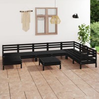 vidaXL 9 Piece Patio Lounge Set Solid Pinewood Black