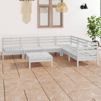 vidaXL 7 Piece Patio Lounge Set Solid Pinewood White