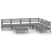 vidaXL 7 Piece Patio Lounge Set Solid Pinewood Gray