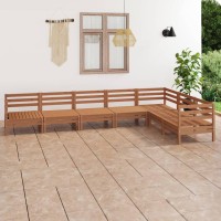 vidaXL 7 Piece Patio Lounge Set Solid Pinewood Honey Brown