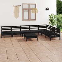 vidaXL 8 Piece Patio Lounge Set Solid Pinewood Black