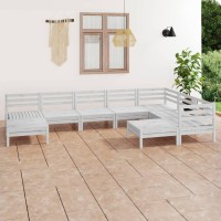 vidaXL 9 Piece Patio Lounge Set Solid Pinewood White