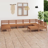 vidaXL 9 Piece Patio Lounge Set Solid Pinewood Honey Brown