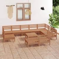 vidaXL 11 Piece Patio Lounge Set Solid Pinewood Honey Brown