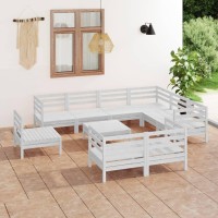 vidaXL 10 Piece Patio Lounge Set Solid Pinewood White