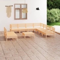 vidaXL 10 Piece Patio Lounge Set Solid Pinewood