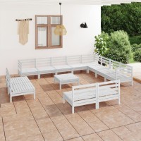 vidaXL 13 Piece Patio Lounge Set Solid Pinewood White