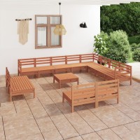 vidaXL 13 Piece Patio Lounge Set Solid Pinewood Honey Brown