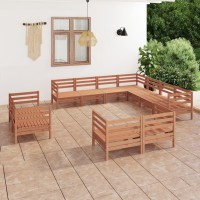 vidaXL 11 Piece Patio Lounge Set Solid Pinewood Honey Brown