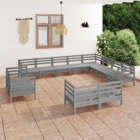 vidaXL 12 Piece Patio Lounge Set Solid Pinewood Gray