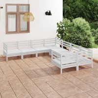 vidaXL 8 Piece Patio Lounge Set Solid Pinewood White