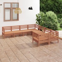 vidaXL 8 Piece Patio Lounge Set Solid Pinewood Honey Brown