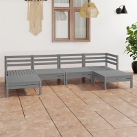 vidaXL 6 Piece Patio Lounge Set Gray Solid Pinewood