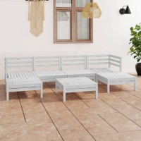 vidaXL 7 Piece Patio Lounge Set White Solid Pinewood