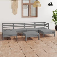 vidaXL 7 Piece Patio Lounge Set Gray Solid Pinewood