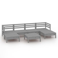 vidaXL 7 Piece Patio Lounge Set Gray Solid Pinewood