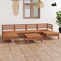 vidaXL 7 Piece Patio Lounge Set Honey Brown Solid Pinewood