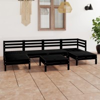 vidaXL 7 Piece Patio Lounge Set Black Solid Pinewood