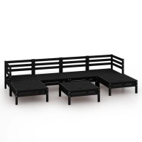 vidaXL 7 Piece Patio Lounge Set Black Solid Pinewood