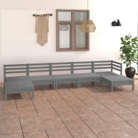 vidaXL 7 Piece Patio Lounge Set Gray Solid Pinewood