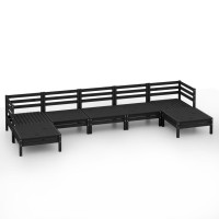 vidaXL 7 Piece Patio Lounge Set Black Solid Pinewood