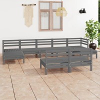 vidaXL 9 Piece Patio Lounge Set Gray Solid Pinewood