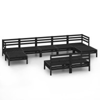 vidaXL 9 Piece Patio Lounge Set Black Solid Pinewood