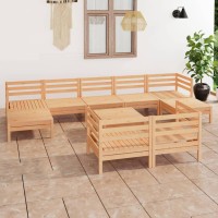 vidaXL 10 Piece Patio Lounge Set Solid Pinewood