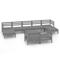 vidaXL 10 Piece Patio Lounge Set Gray Solid Pinewood