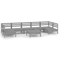 vidaXL 8 Piece Patio Lounge Set Gray Solid Pinewood