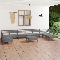 vidaXL 11 Piece Patio Lounge Set Gray Solid Pinewood