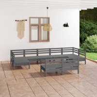 vidaXL 9 Piece Patio Lounge Set Gray Solid Pinewood