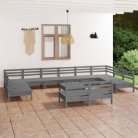 vidaXL 13 Piece Patio Lounge Set Gray Solid Pinewood