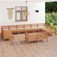 vidaXL 12 Piece Patio Lounge Set Honey Brown Solid Pinewood