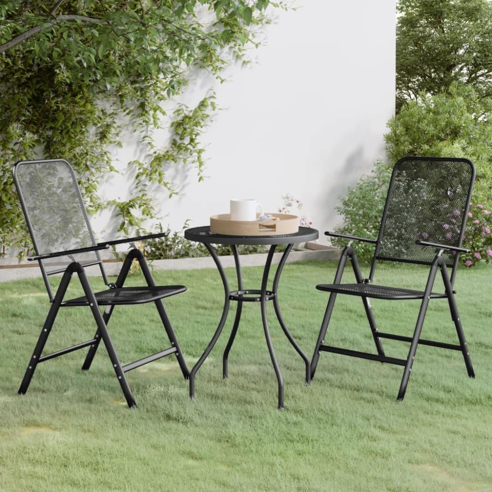 Vidaxl 3 Piece Patio Dining Set Expanded Metal Mesh Anthracite