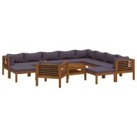 vidaXL 12 Piece Patio Lounge Set with Cushion Solid Acacia Wood