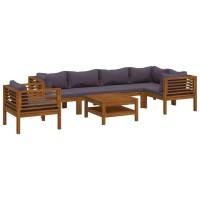 vidaXL 7 Piece Patio Lounge Set with Cushion Solid Acacia Wood