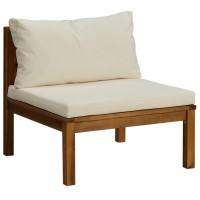 vidaXL 6 Piece Patio Lounge Set with Cream Cushion Solid Acacia Wood