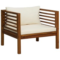 vidaXL 7 Piece Patio Lounge Set with Cream Cushion Solid Acacia Wood