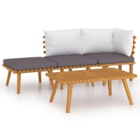 vidaXL 4 Piece Patio Lounge Set with Cushions Solid Acacia Wood