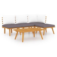 vidaXL 5 Piece Patio Lounge Set with Cushions Solid Acacia Wood